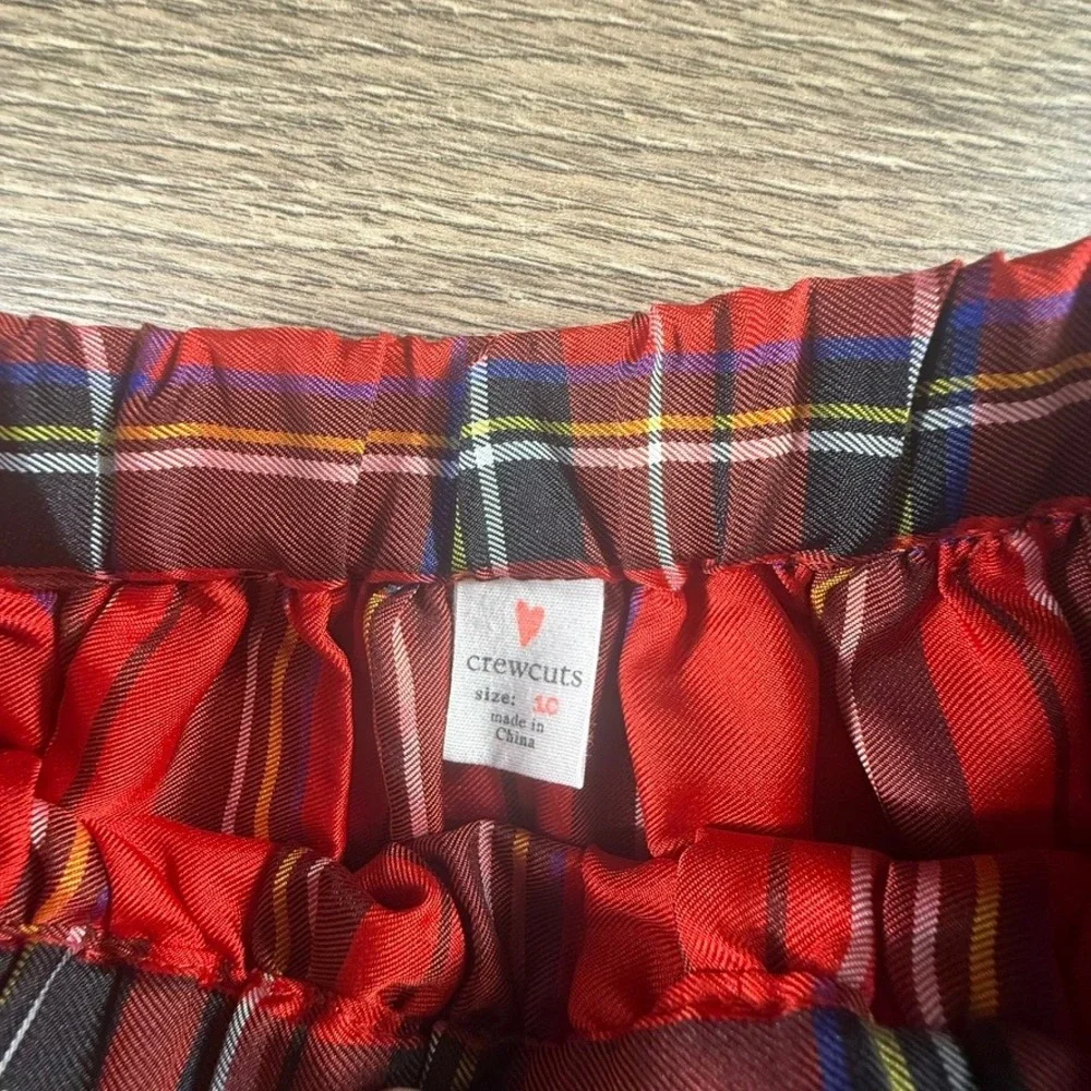Crewcuts J Crew Girls Red Plaid Taffeta Skirt Holiday Tartan Size 10 Party